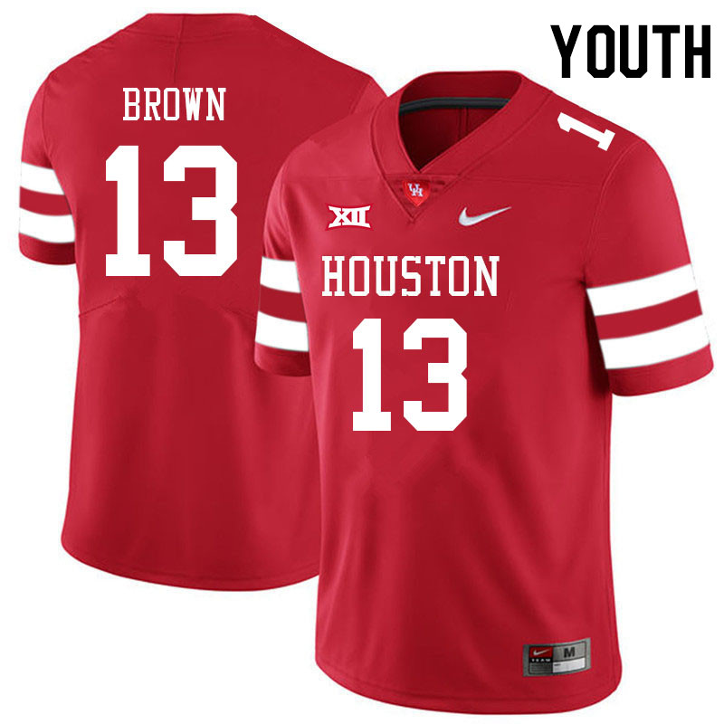 Youth #13 Samuel Brown Houston Cougars College Big 12 Conference Football Jerseys Sale-Red